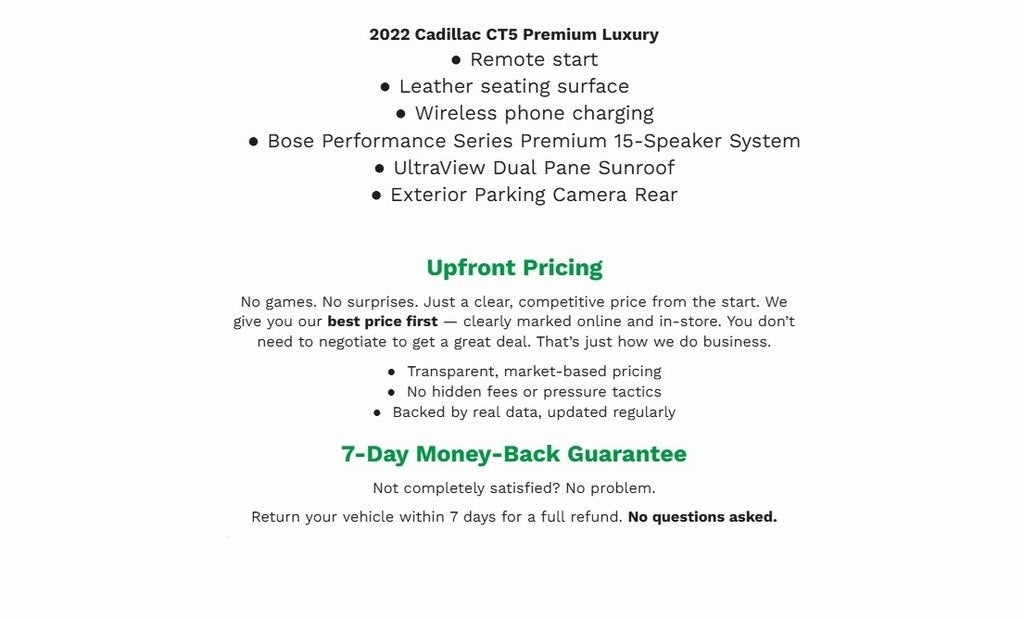 2022 Cadillac CT5 4dr Sdn Premium Luxury