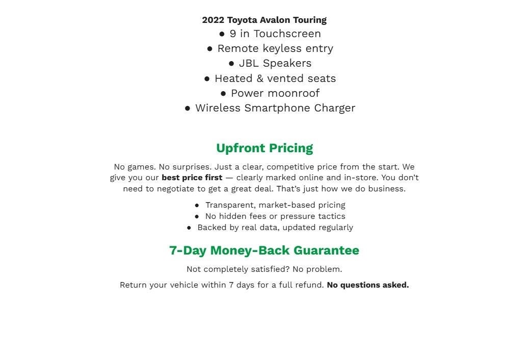 2022 Toyota Avalon Touring FWD