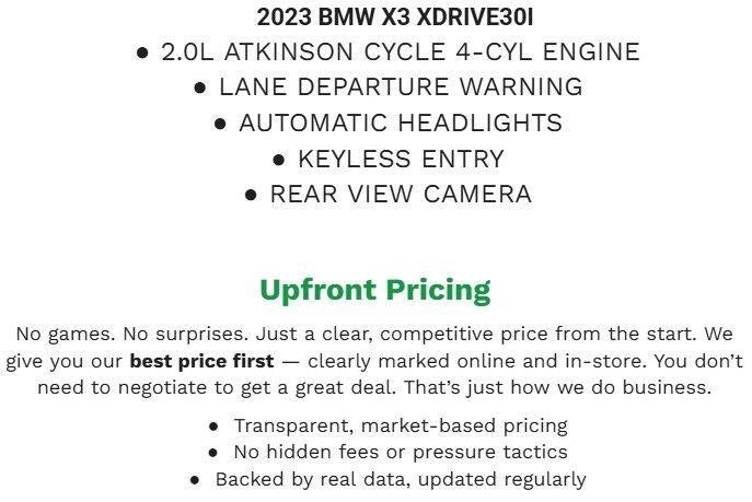 2023 BMW X3 xDrive30i xDrive30i Sports Activity Vehicle